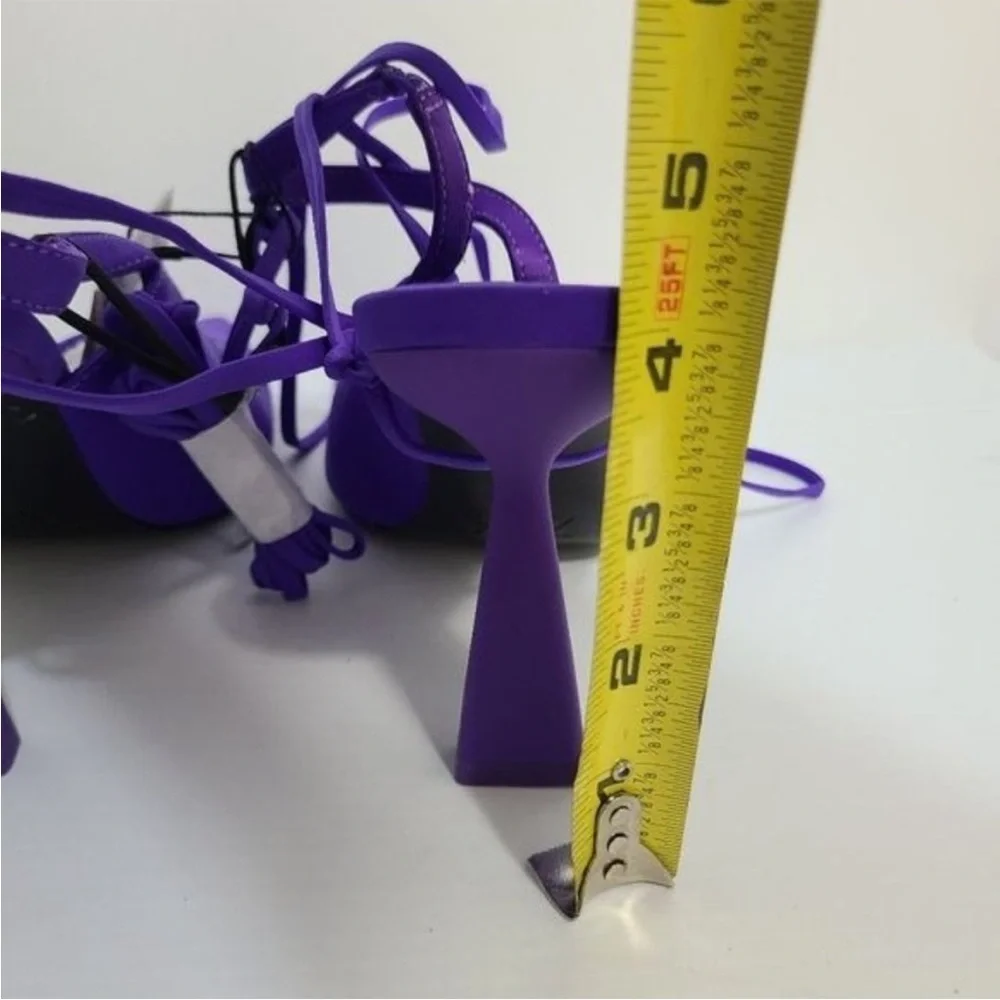 NWT ZARA LACE UP HIGH-HEEL SHOES LILAC 3209/010/081 - Picture 7 of 9